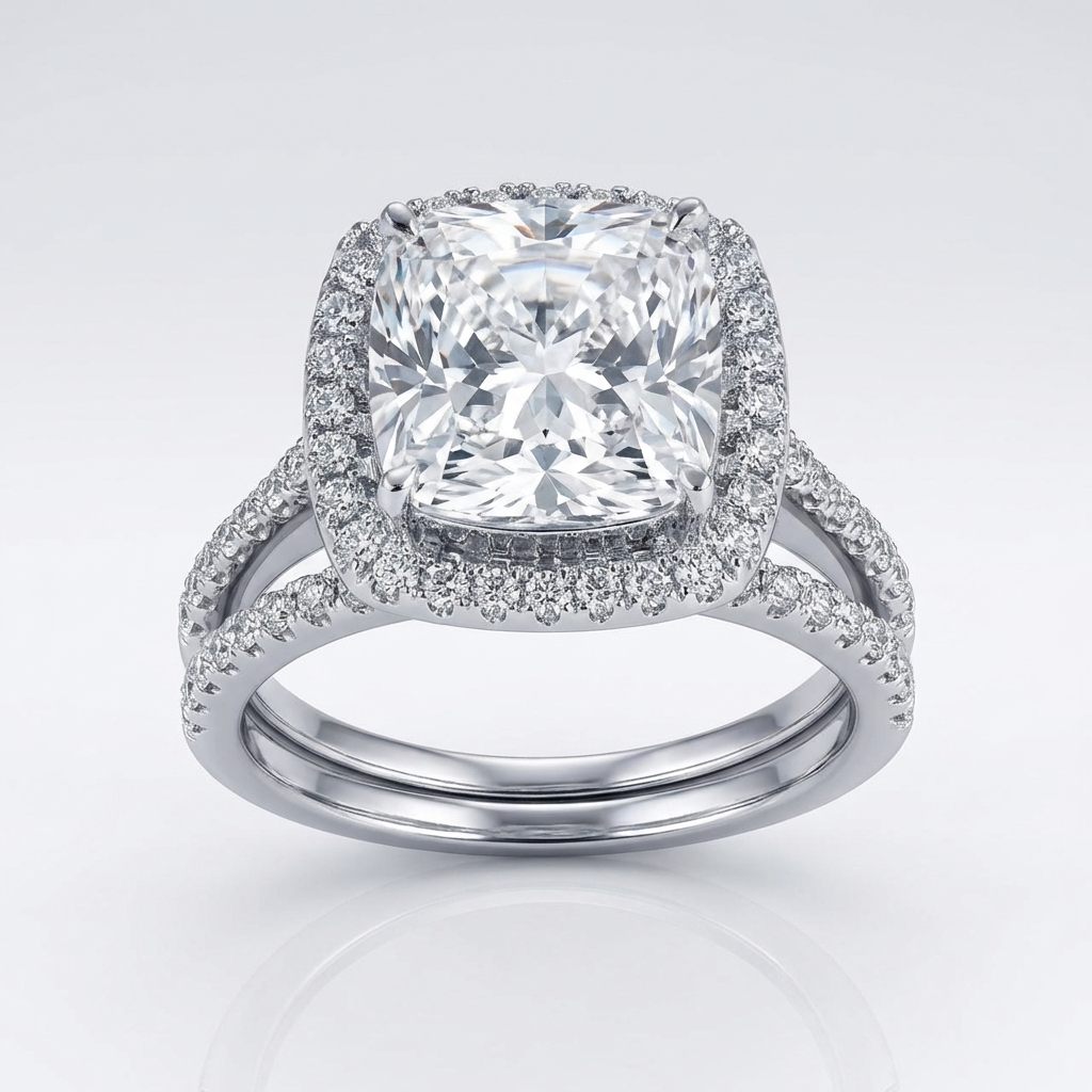 SILVER SQUARE ZIRCONIA HALO RING