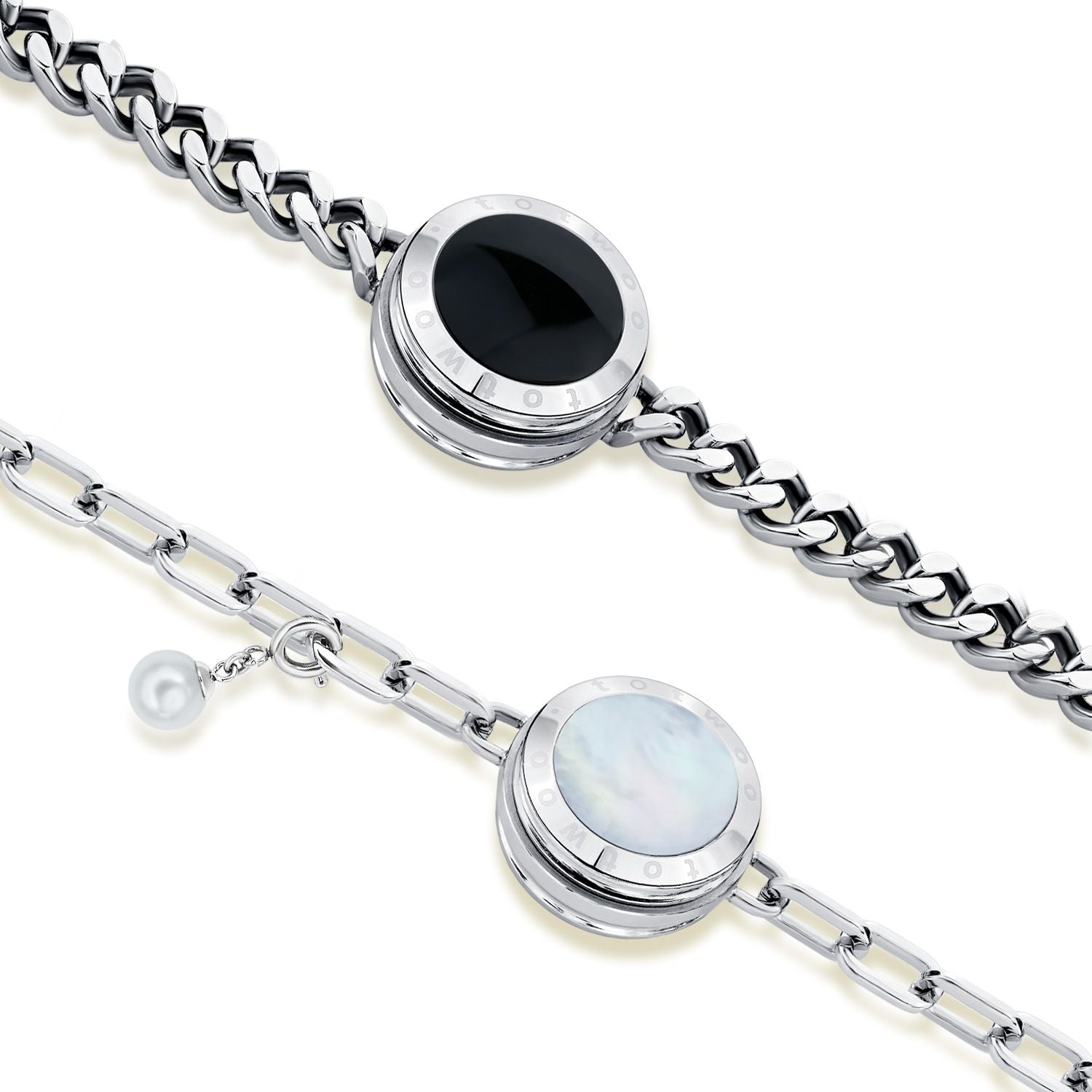Soulmate 2.0 Touch Bracelets(Silver Cuban Chain+Silver Paperclip Chain)