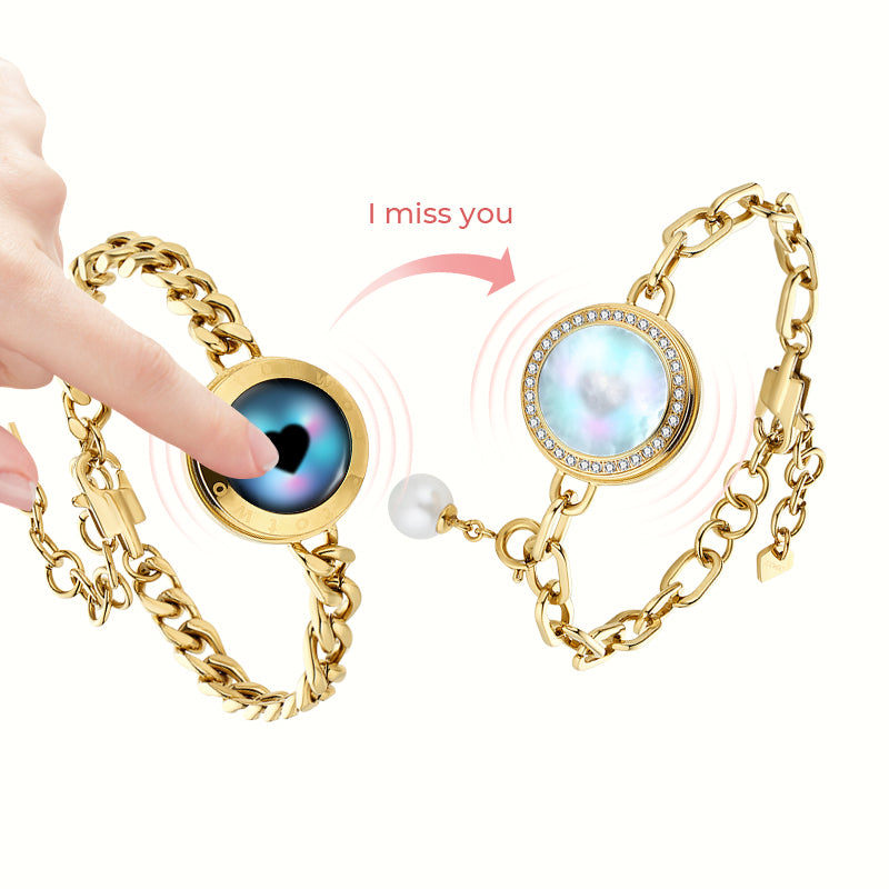 Soulmate 2.0 Touch Bracelets(Gold Cuban Chain+Paperclip Chain)