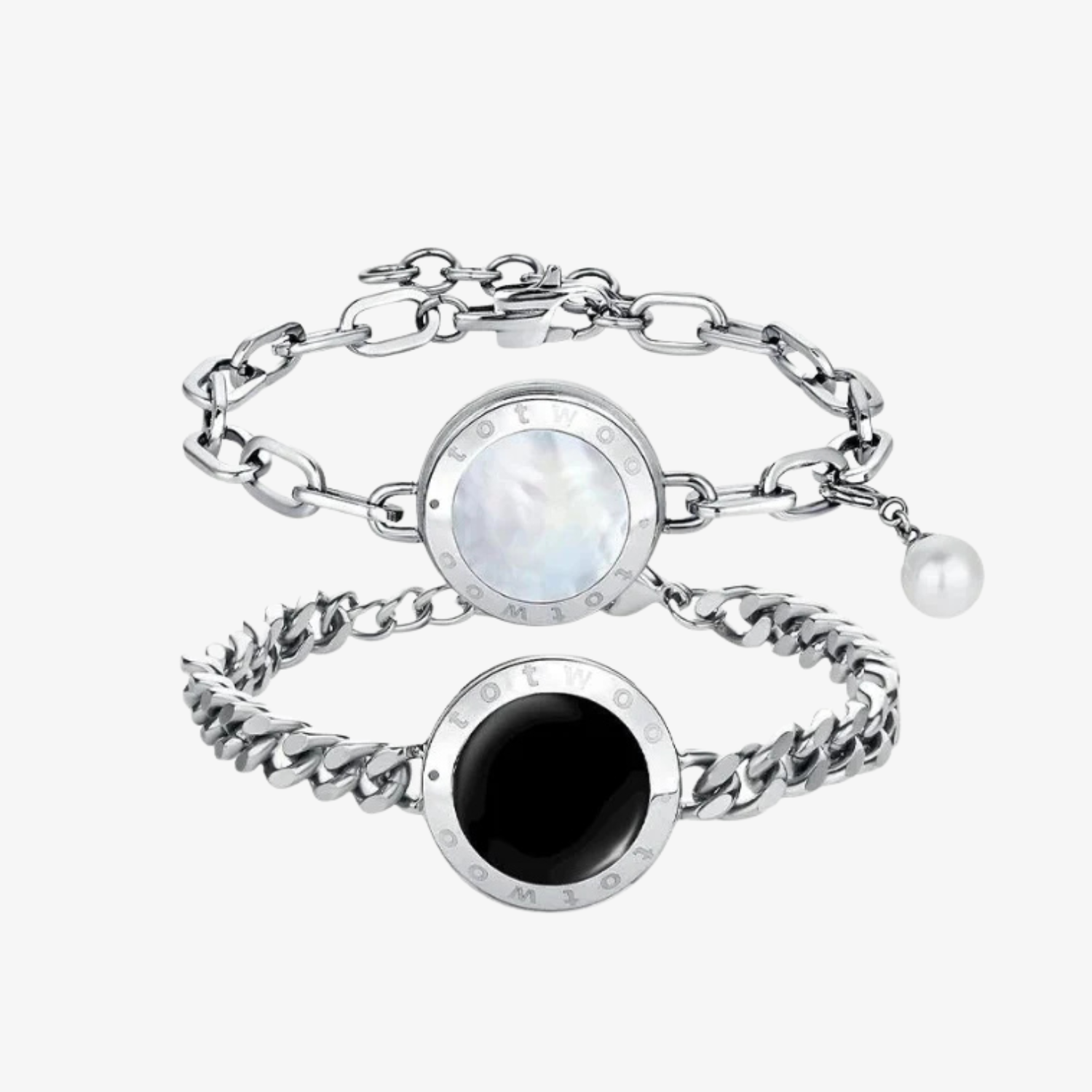 Soulmate 2.0 Touch Bracelets(Silver Cuban Chain+Silver Paperclip Chain)