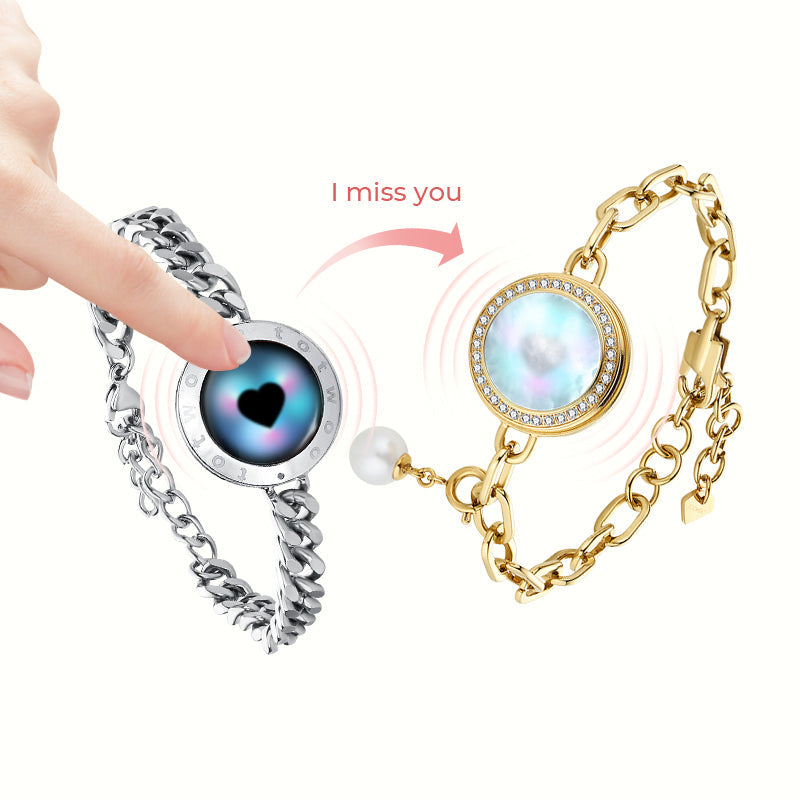 Soulmate 2.0 Touch  Bracelets Set(Silver Cuban Chain+Gold Paperclip Chain）